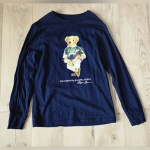 Boys Polo Ralph Lauren Navy Polo Bear Long Sleeve Tee